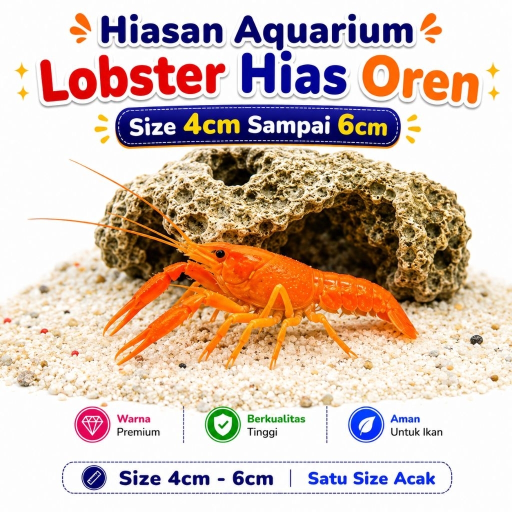 Hiasan Aquarium Lobster Oren Lobster Hias Aquarium