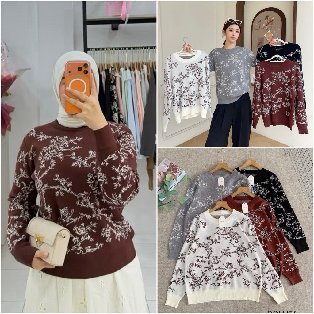 TATAOS BANGKOK WUJI TOP BLOUSE BUNGA JAPAN RAJUT IMPORT