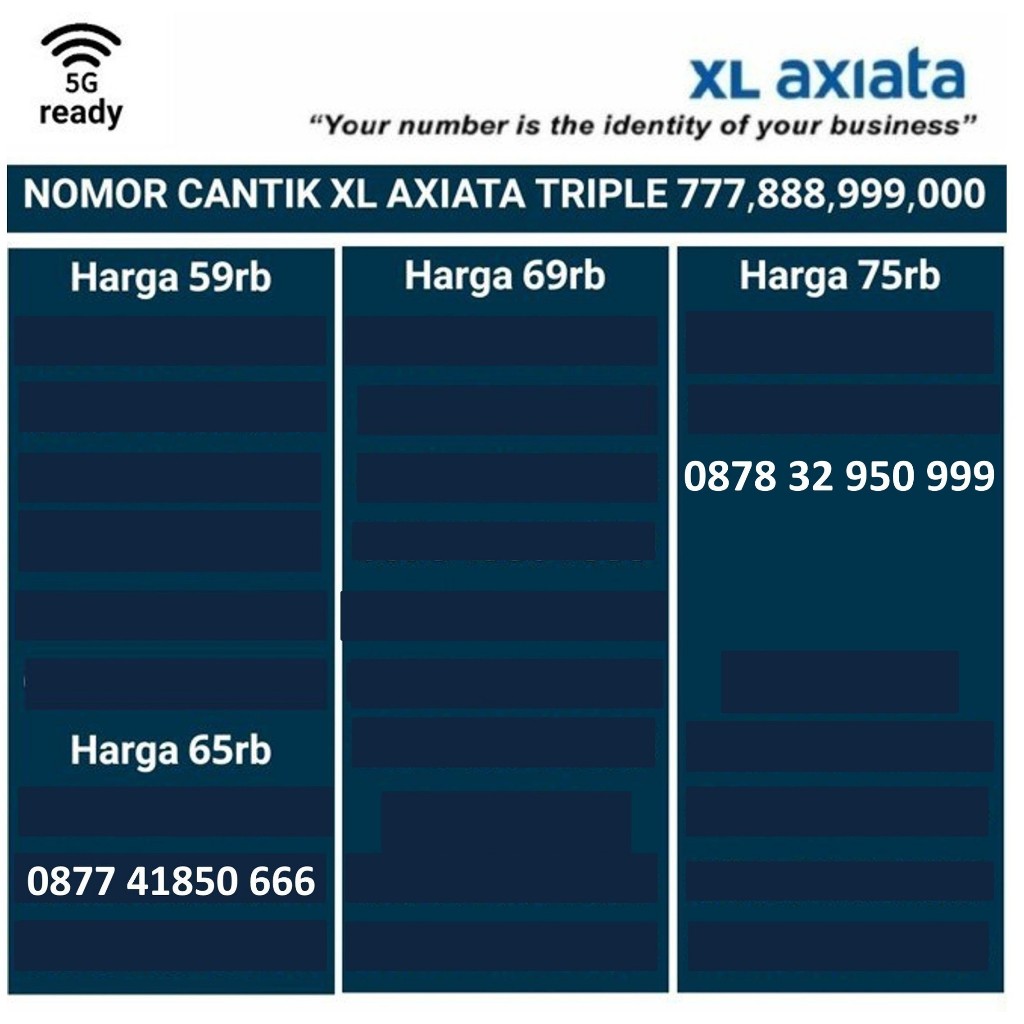 kartu perdana XL axiata 4G ready nomer cantik triple 888 & 999 obral