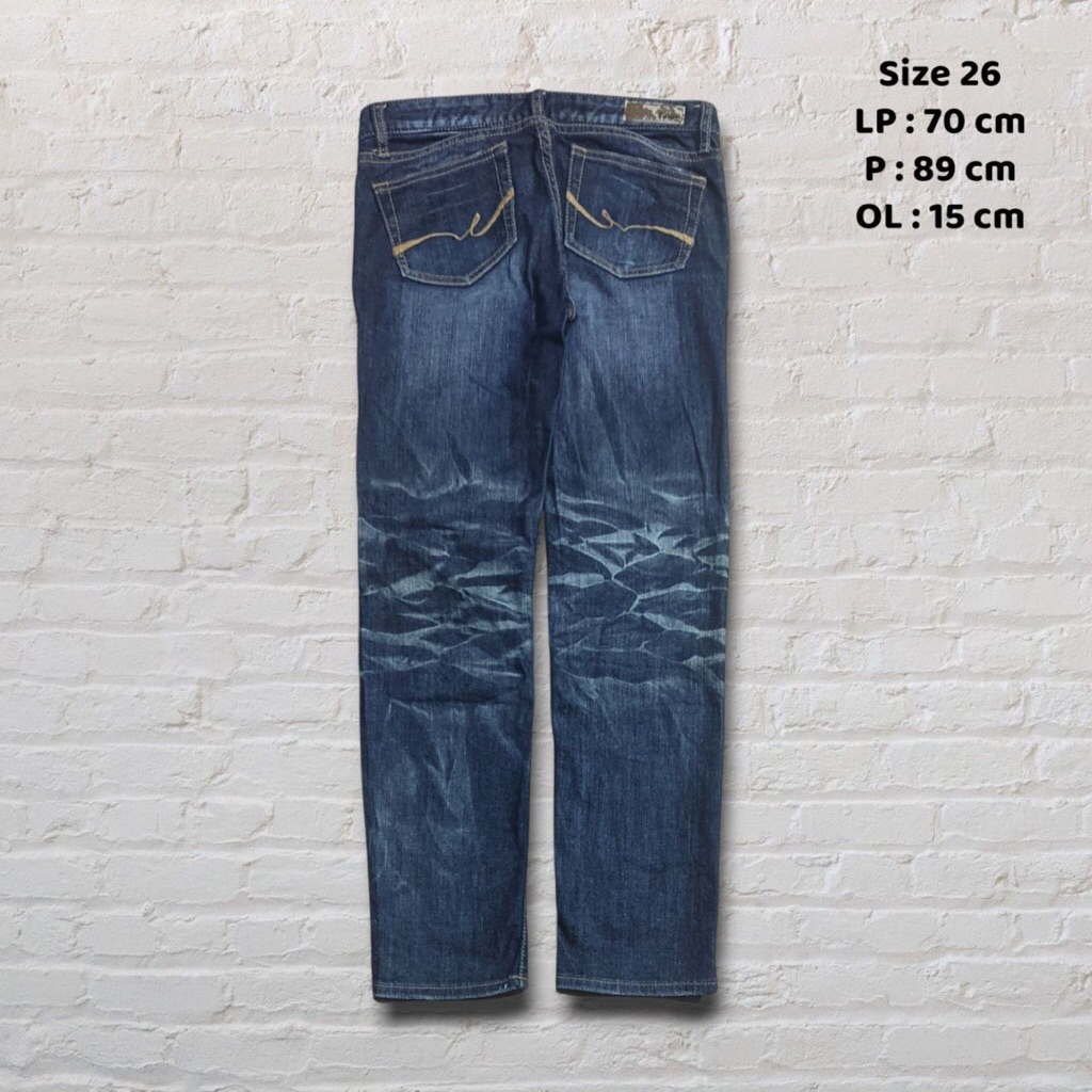 Size 26 Celana Panjang Longpants Jeans Ingni Dark Blue Washed Fading Skinny Second Preloved #CJ170A