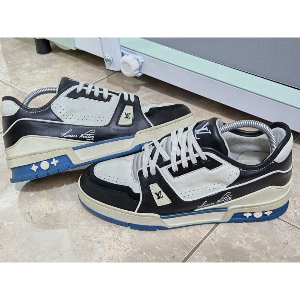 LV Trainer Black and Blue Sneakers