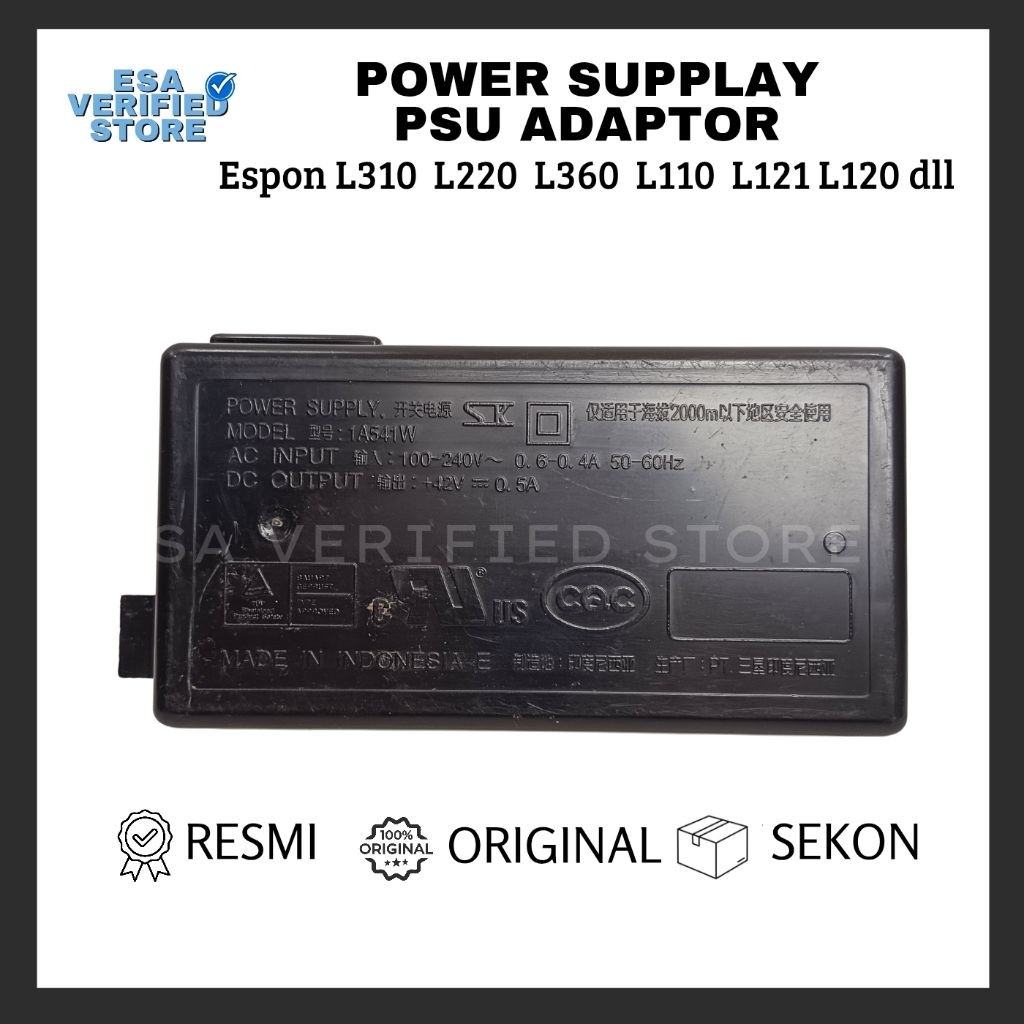 Adaptor PSU Power Epson L360 L120 L110 L210 L220 L300 L310 L350 L355 Sanken Bestec Original