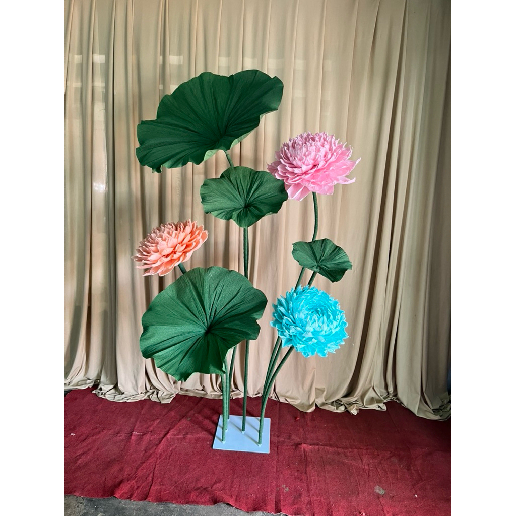 Giant Flower Kertas Crepe Bunga Hiasan Jumbo Teratai Lotus 1 set