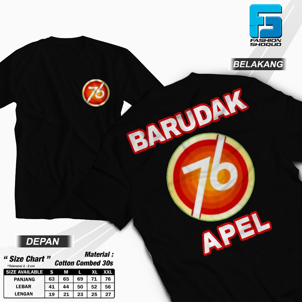 Kaos Barudak 76 Apel Premium | Kaos Pria Wanita Unisex | Cotton Combed 30s | Sablon DTF Berkualitas