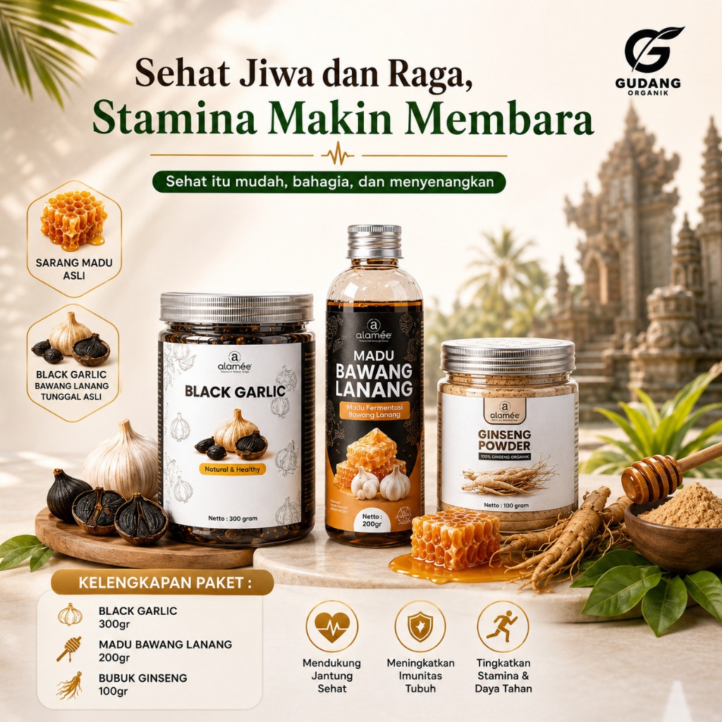 ALAMEE Bundling Black Garlic Madu Bawang Lanang Fermentasi Bubuk Ginseng Powder Booster Stamina GUDA