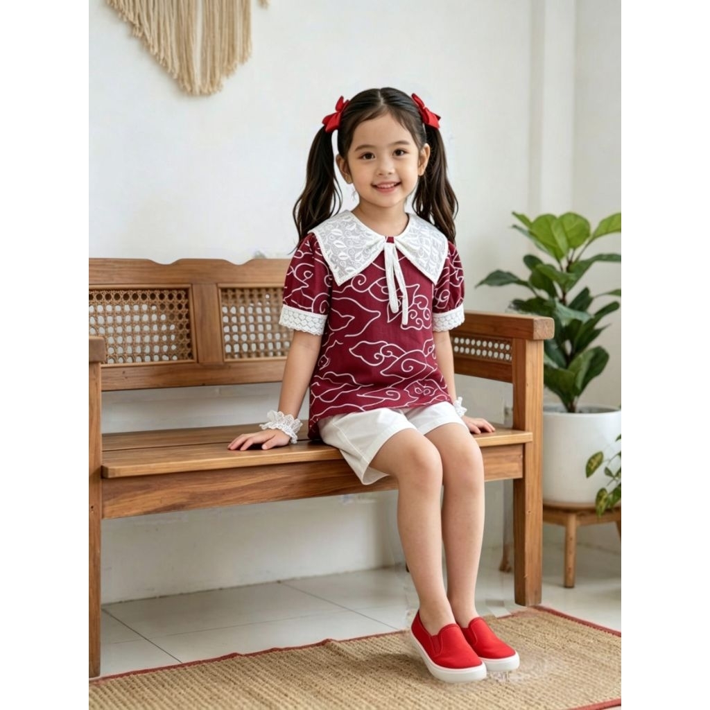 atasan batik anak.batik mega mendung.baju batik anak.blus batik anak