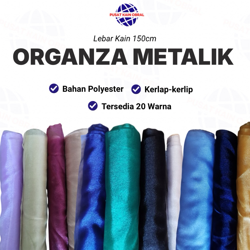 KAIN ORGANZA METALIK (Per 0,5 Meter) LEBAR 150 CM / organdi shimmer kilap / bahan outer kebaya / dre