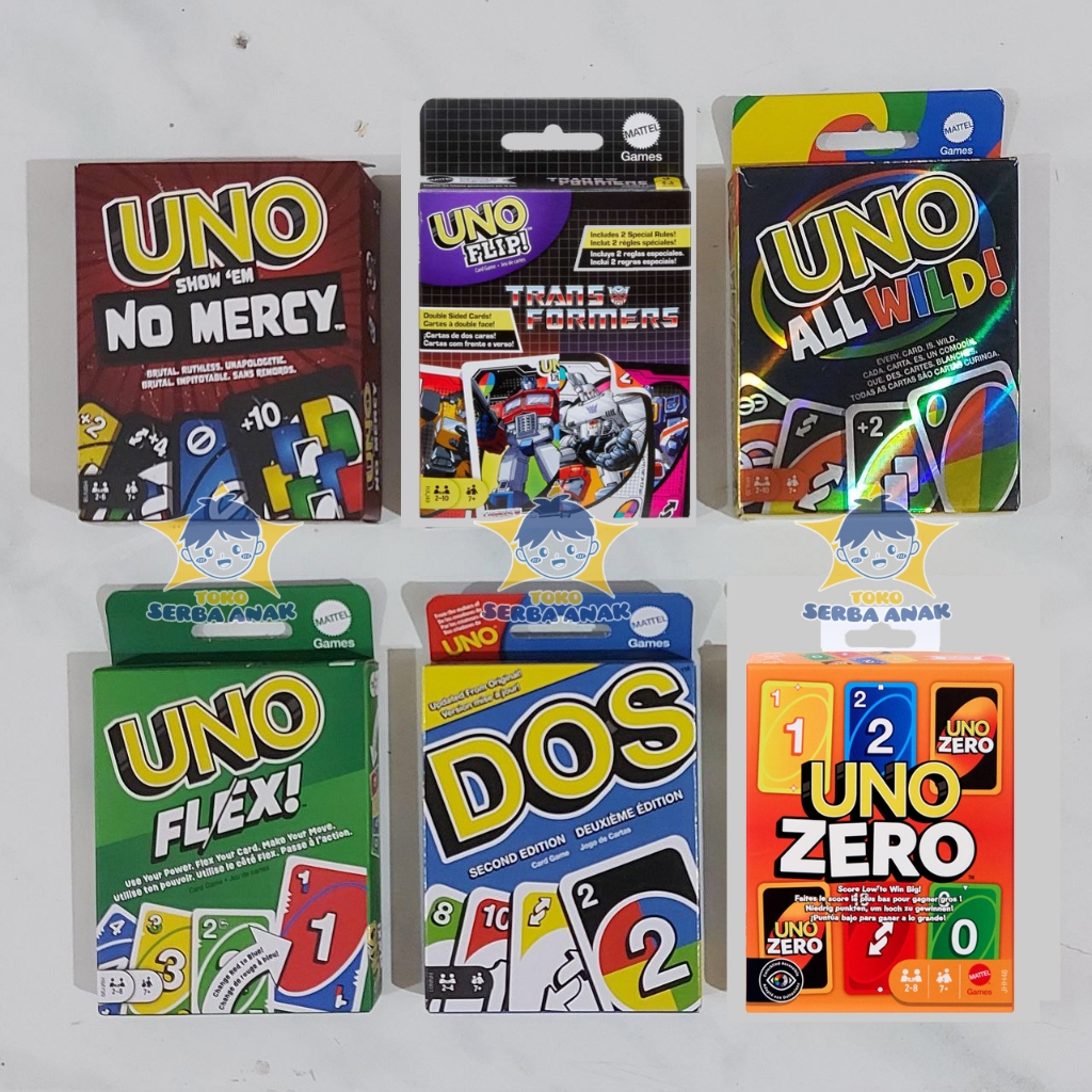 Kartu UNO No Mercy Flip All Wild Flex Dos Ono 99 ORIGINAL CARD GAMES Mainan Anak Family Board Game