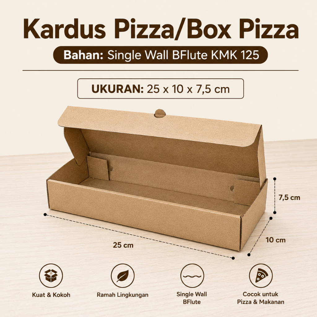 Kardus Pizza Ukuran 25x10x7,5 cm / Box Pizza / Kardus Kemasan / Box Cake / Box Gift / Kardus Packing