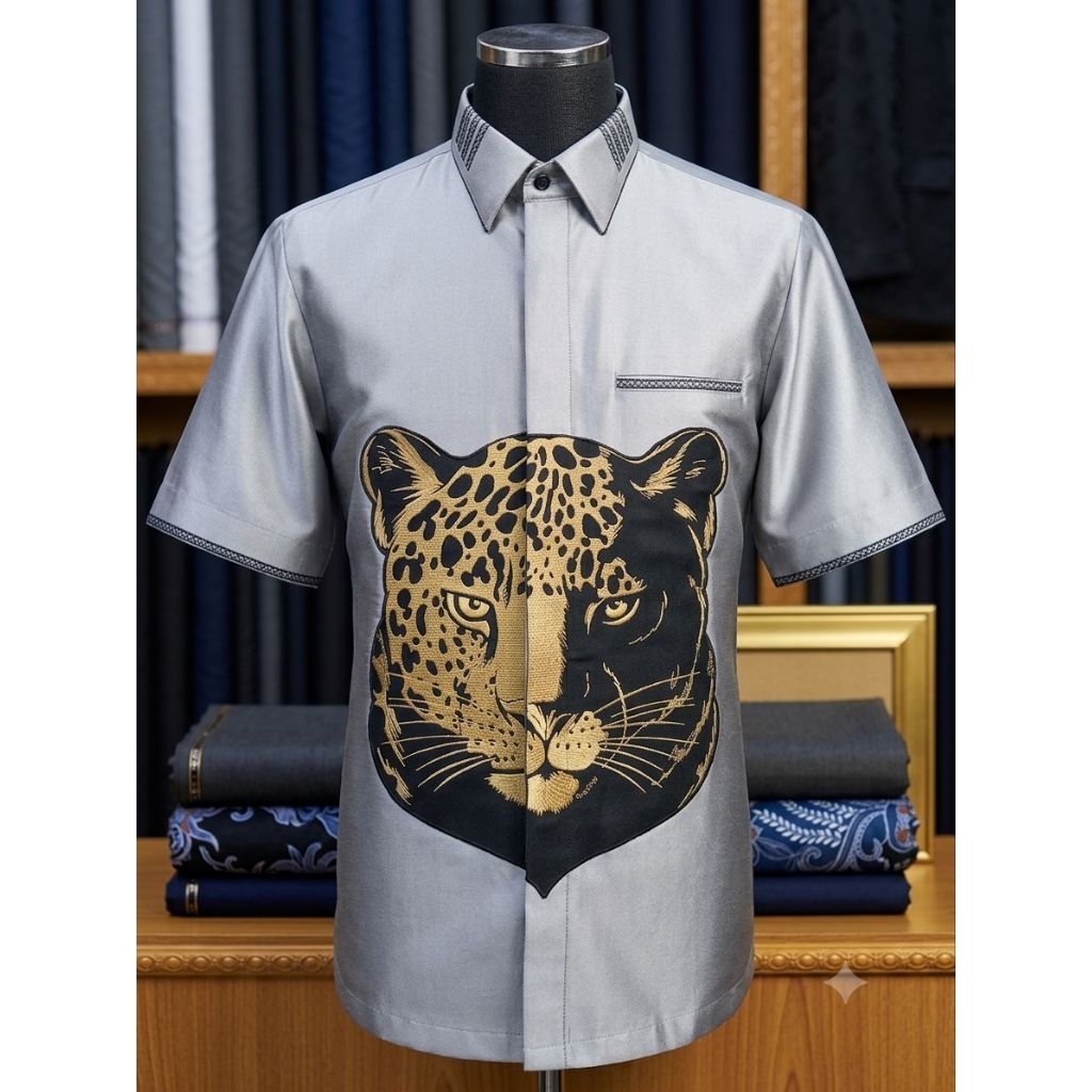 KEMEJA BORDIR MOTIF KEPALA HARIMAU