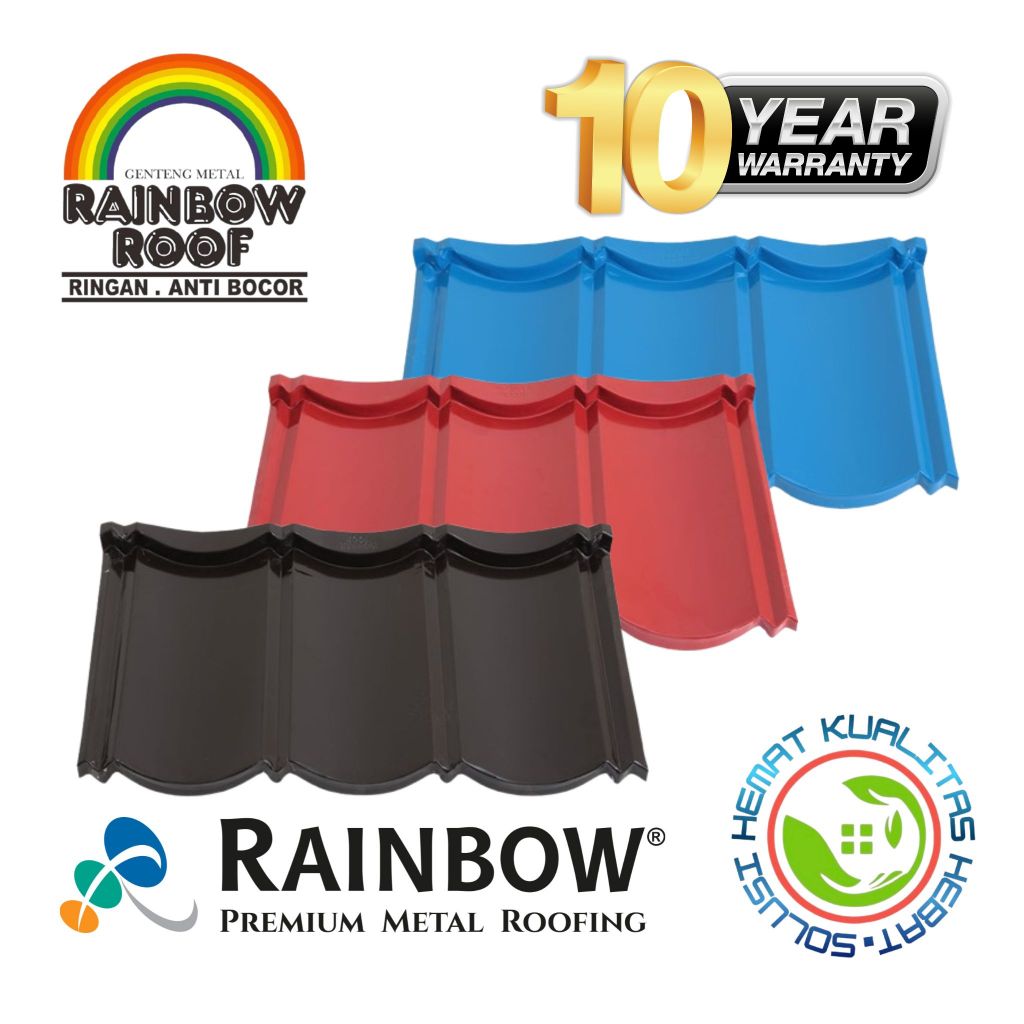 Genteng Metal Warna Rainbow Grande Color-Painted Metal Roof 1x3 - Premium Quality Garansi 10 Tahun