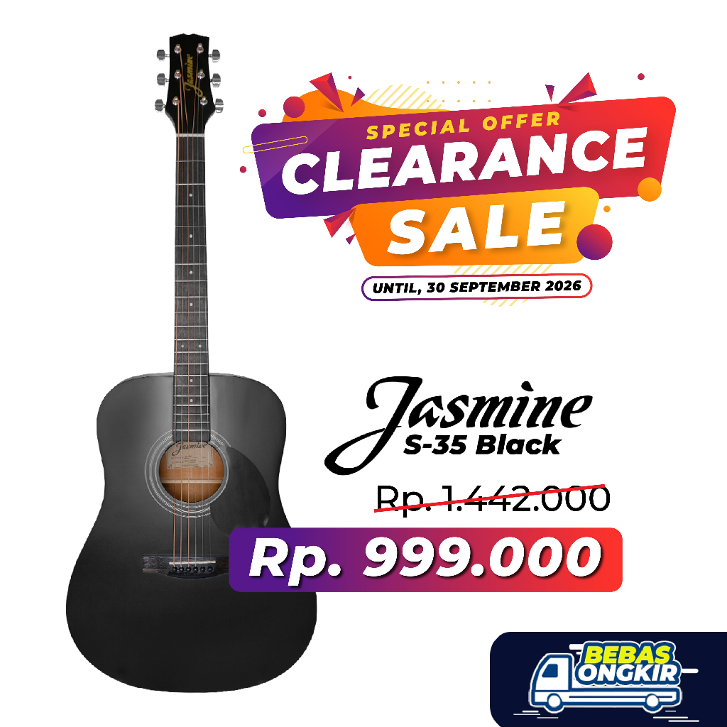 Gitar Akustik Dreadnought Jasmine S35 / S-35 / S 35 / Dreadnought Body 41" Spruce Ply Top Satin / Ma