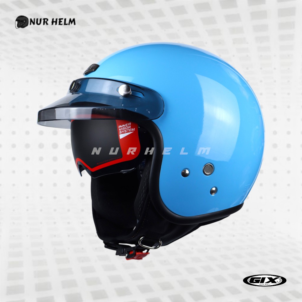GIX Rovelo Solid - Blue - Helm Retro - Helm Bogo