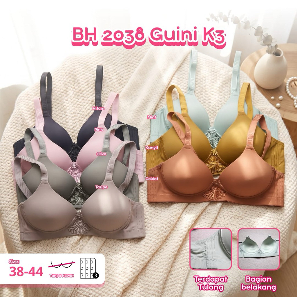 2PCS BH GUINI CUP B POLOS | BH PUSH UP TANPA KAWAT KAIT 3