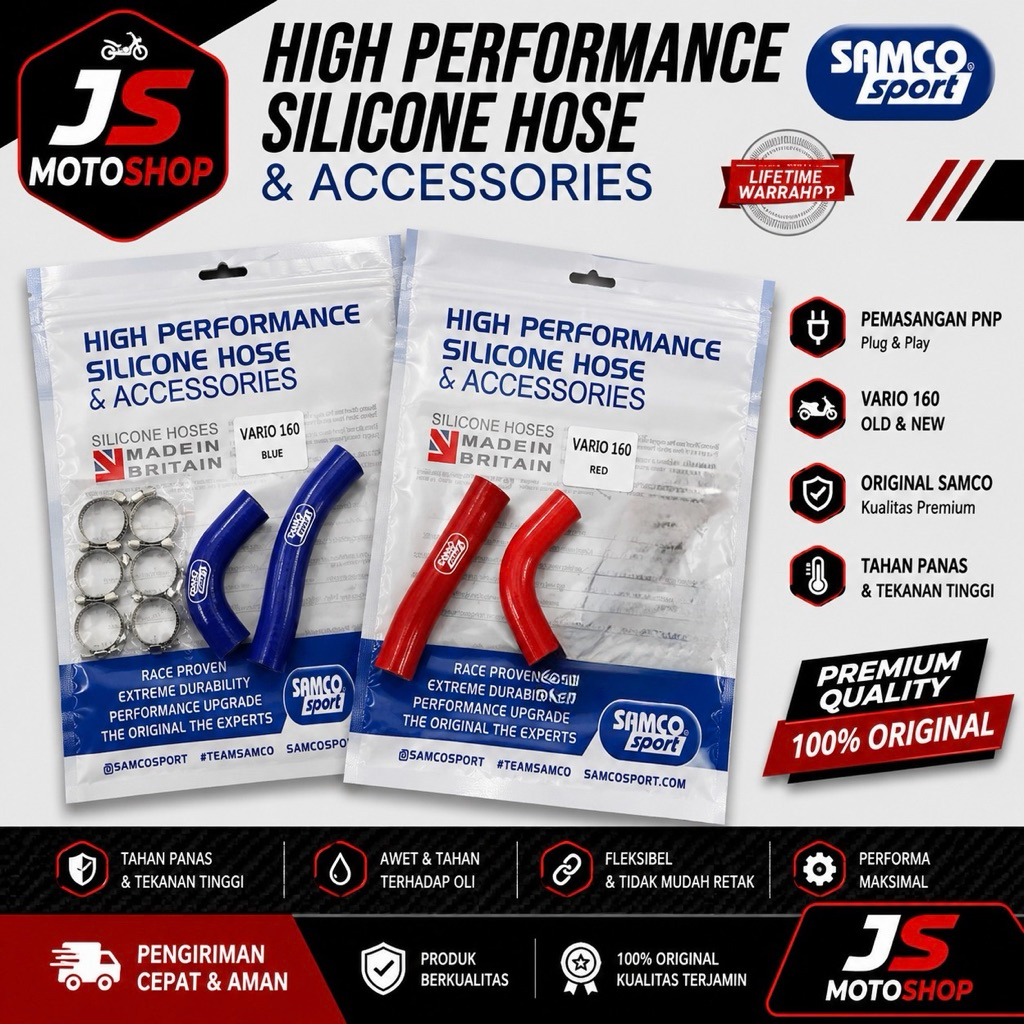 JS MOTOSHOP - Selang Radiator Samco Sport Plus Kleman Selang PnP Vario 160 ADV 160 PCX 160 Stylo 160