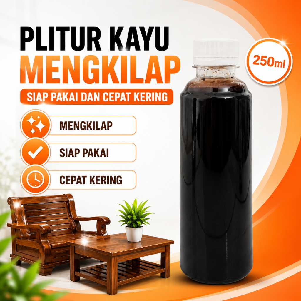 Poles Pewarna Kayu Mahoni Jati 250ml Politur Air Waterbased Warna Natural Mengkilap Cat kayu politur