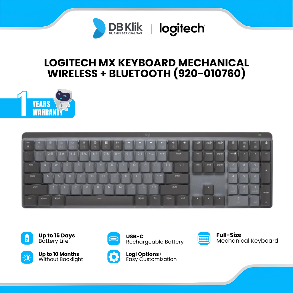 Logitech Mx Keyboard Mechanical Wireless + Bluetooth (920-010760)