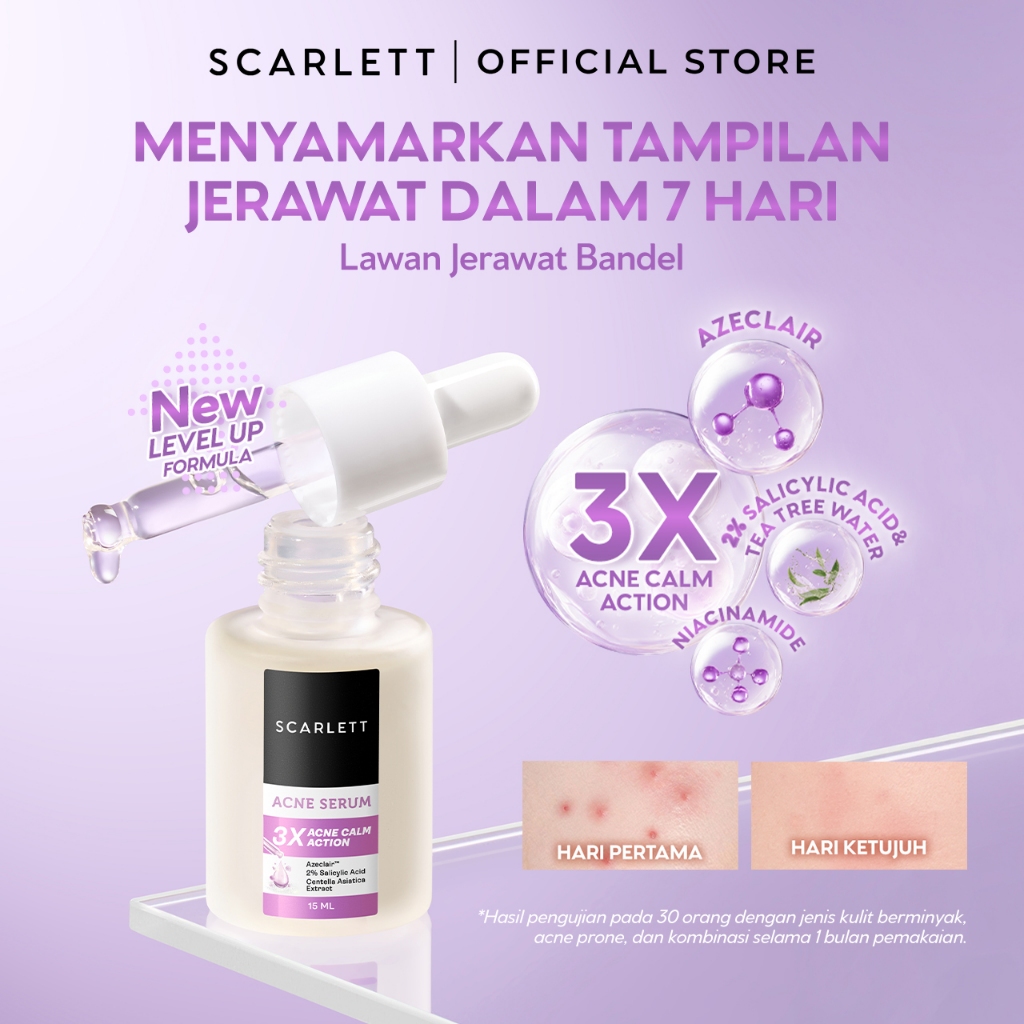 NEW FORMULA Scarlett Acne Serum Azeclair, 2% Salicylic Acid & Niacinamide - Serum Jerawat , Melawan 