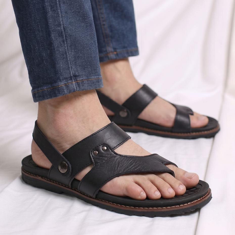 Sandal kulit asli pria kasual ukuran 39-44 - RIOT TEVEZ