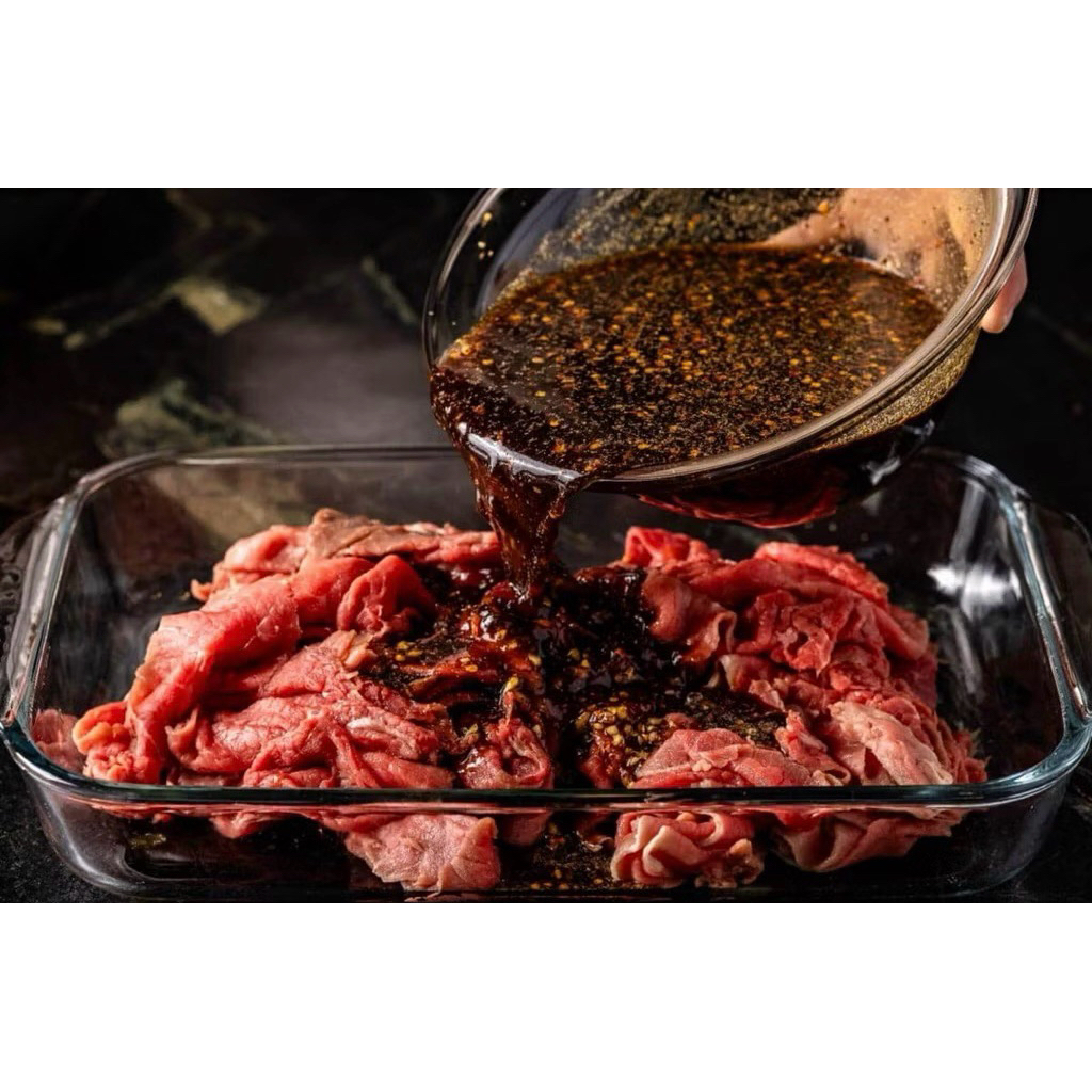 [BEEF SLICE] Yakiniku Ribeye Dry Rub Marinasi Grass Fed Australia 250g - Halal Segar Vacuum Pack
