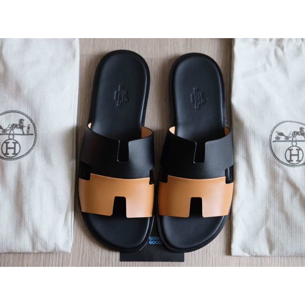 Izmir Sandal Two Tone Black Brown Leather Calf