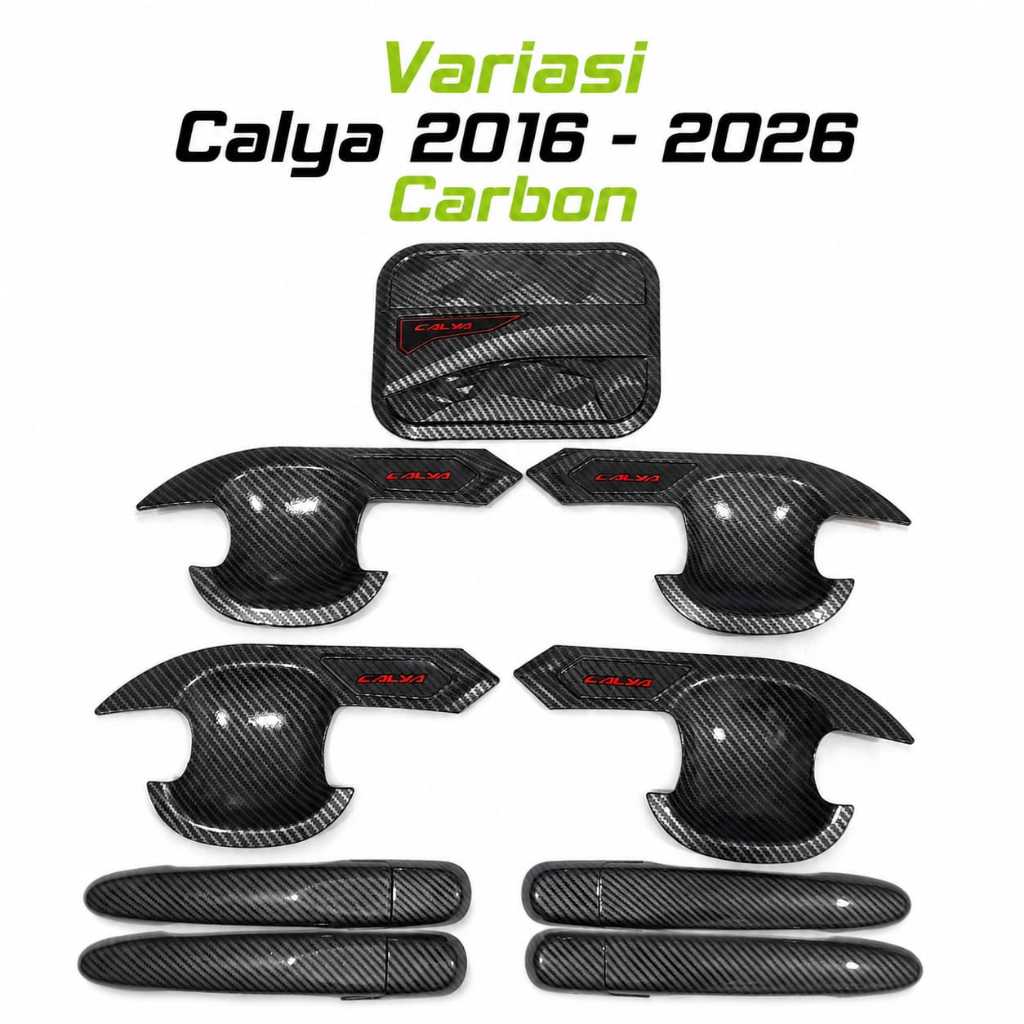 Paket Variasi Calya 2016 - 2026 Carbon Cover Handle Outer Mangkok Pintu Tutup Tangki Bensin Toyota C