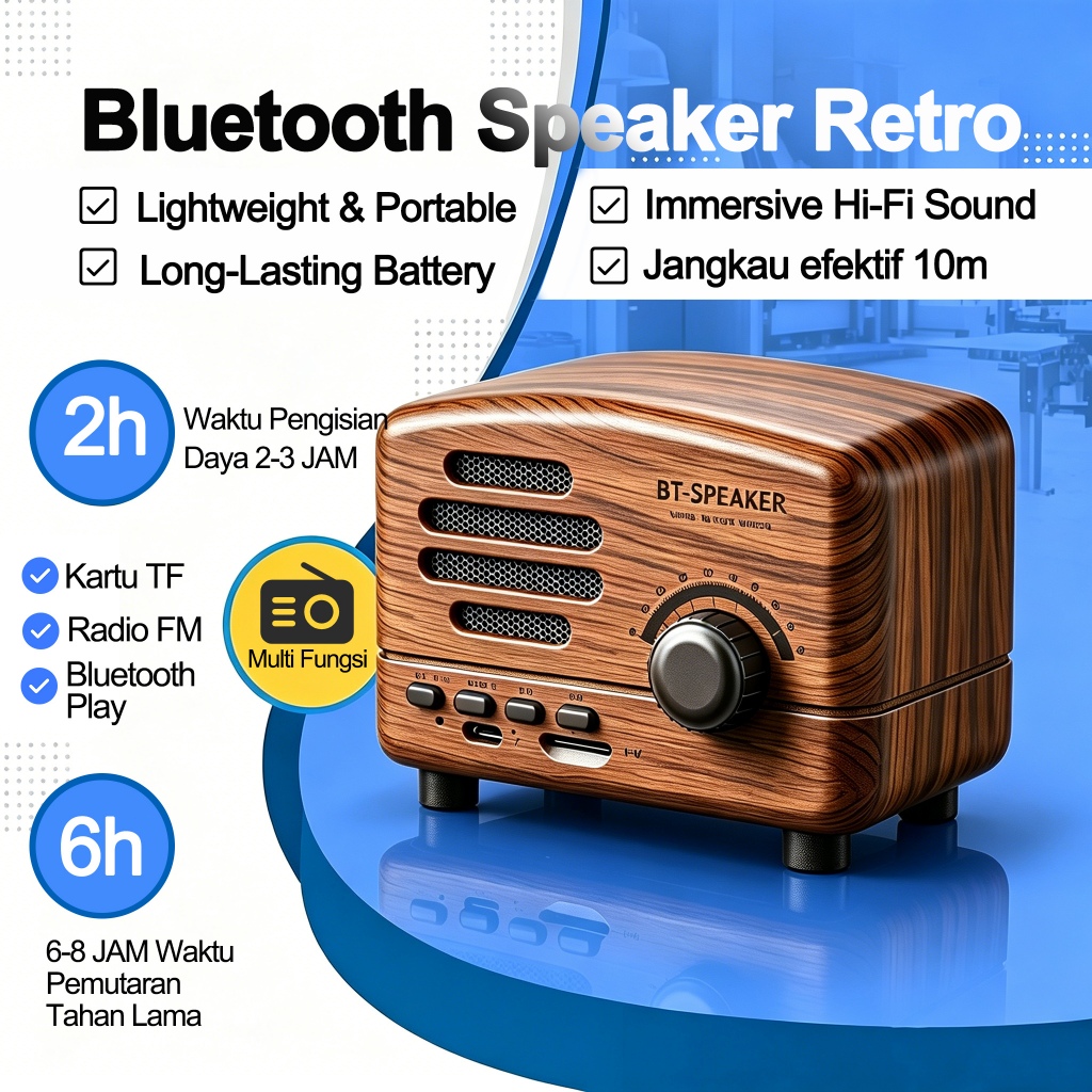 Mini Bluetooth Speaker Retro Classic Radio Portable 3W - HM11 Subwoofer HiFi Wireless Mini Speaker B