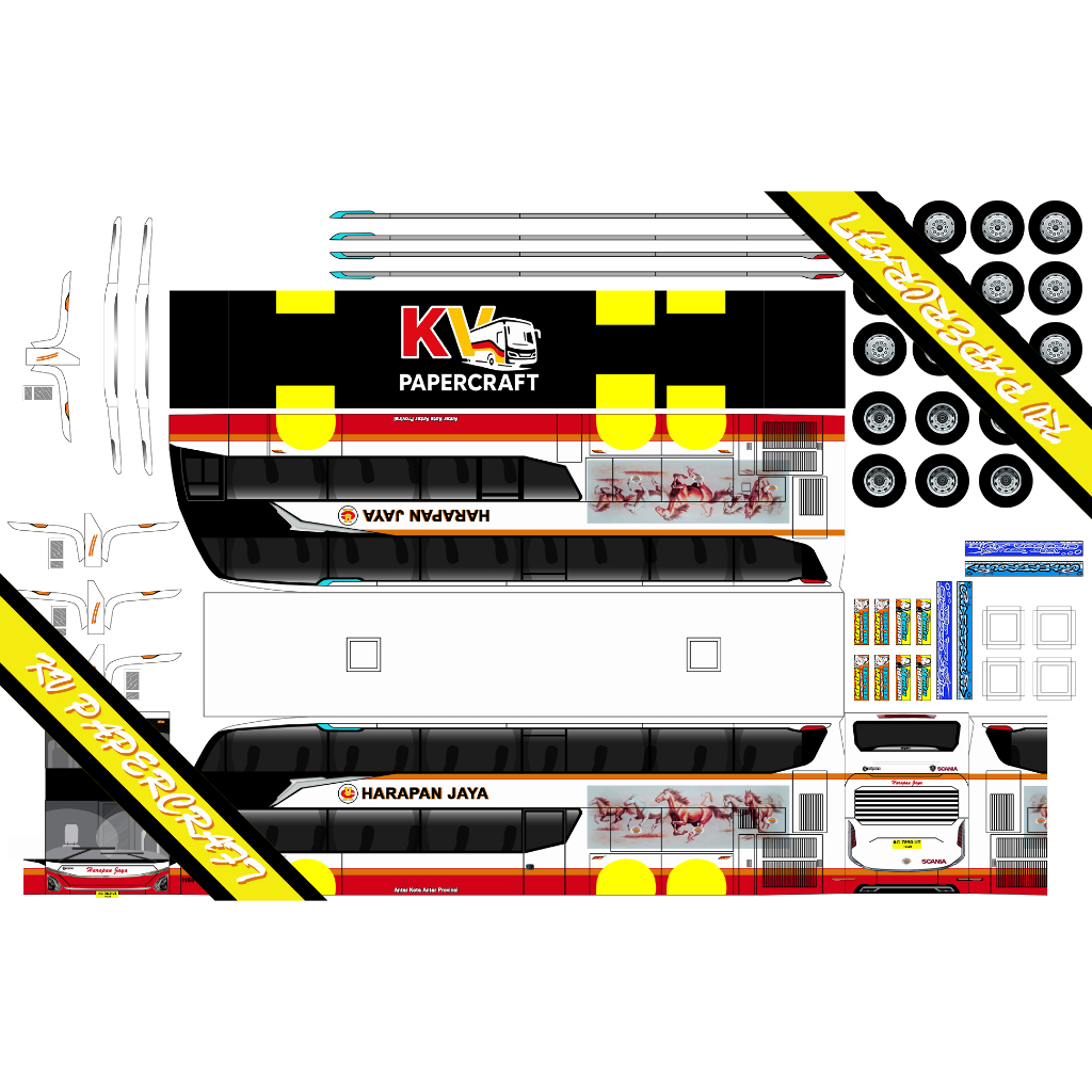 Lembaran papercraft Bus Harapan Jaya