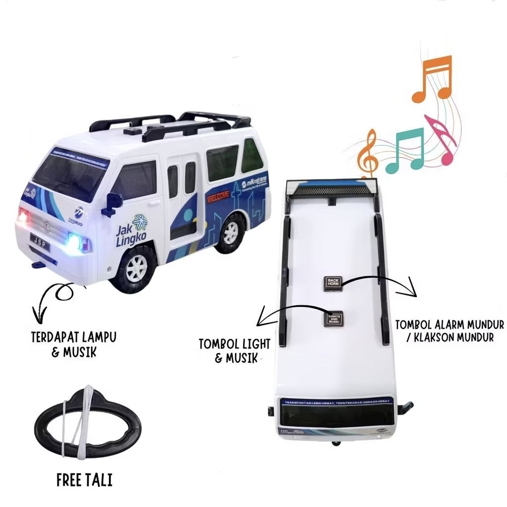 Mainan Anak Mobil Miniatur Angkatan Umum M-01 Jaklingko / Miniatur Angkot Anak Musik dan Lampu