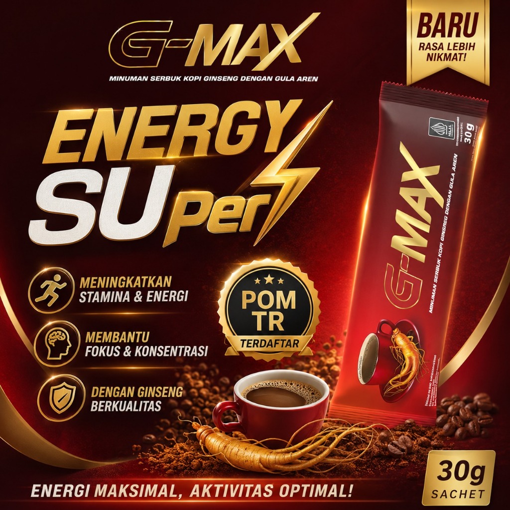 Kopi G-max Original Rasa Cappuccino saset Extra Ginseng Untuk Tahan Kuat Malammu BPOM
