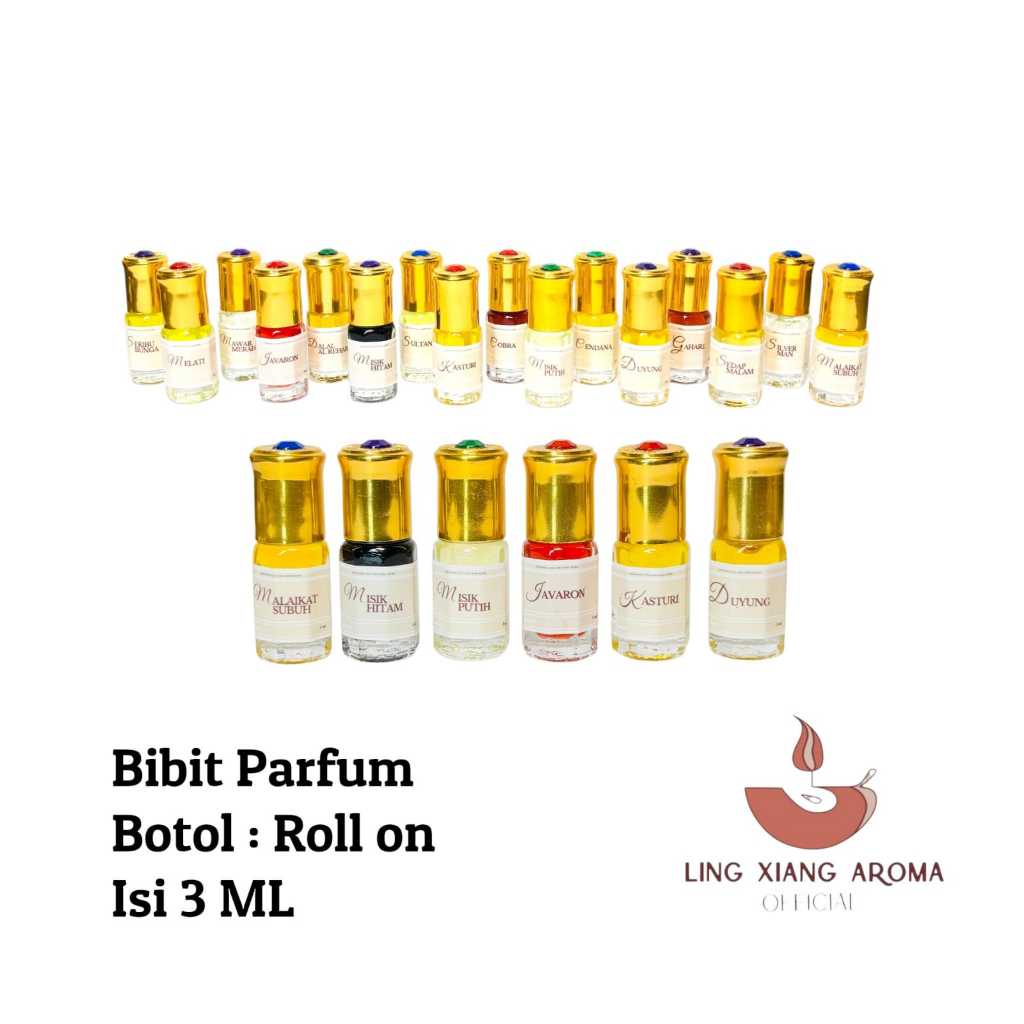 LING XIANG AROMA Bibit Minyak Wangi Original Jafaron Misik Kasturi Melati Seribu Bunga 3ml