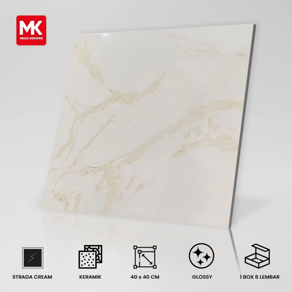 Keramik Motif Carara Glossy Strada Beige 40x40