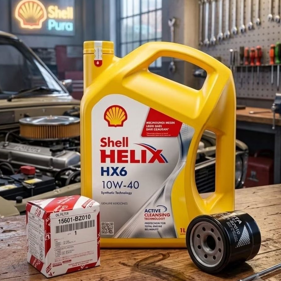 Oli Mobil Shell Helix HX6 Dan Filter Oli Toyota Avanza Xenia Rush Terios