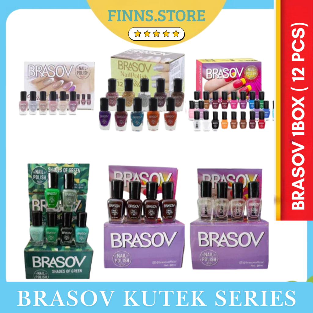 Brasov Kutek 1 Box Isi 12 Pcs / Kutek Brasov Maroon, Nude Series ,  Brasov Nail Polish Shade Of Gree