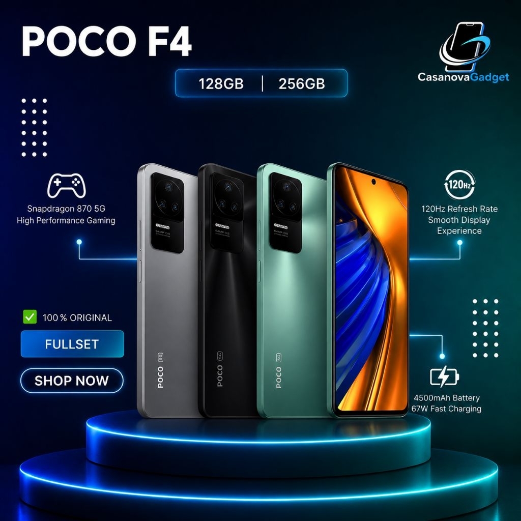 POCO F4 6/128 8/256 Second Original Snapdragon 870 5G AMOLED 120Hz OIS NFC HP Gaming Garansi Tes Ful