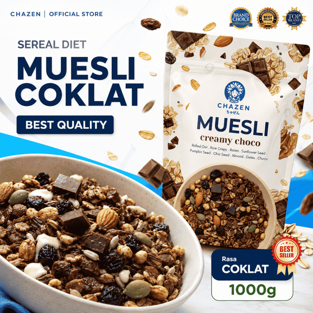 Muesli Coklat 1kg Sereal Diet Oatmeal Almond Kurma