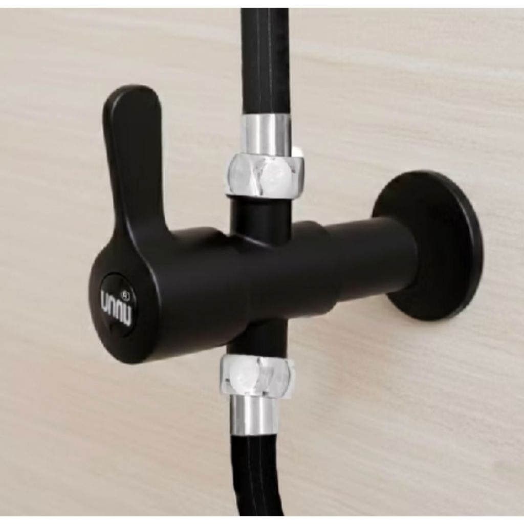 Stop Kran 1/2" Double Hitam / Stop kran double 1/2 inch bidet hitam unnu