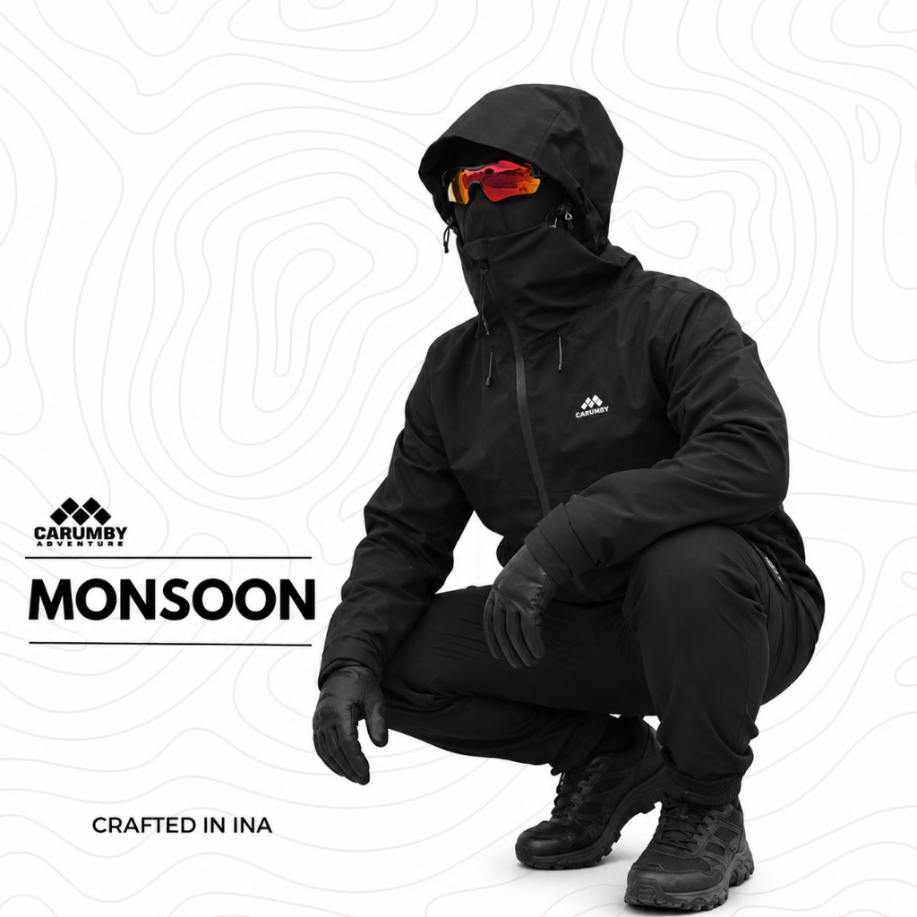Promo Jaket Carumby Gorpcore Monsoon Waterproof Original - MONSOON BLACK