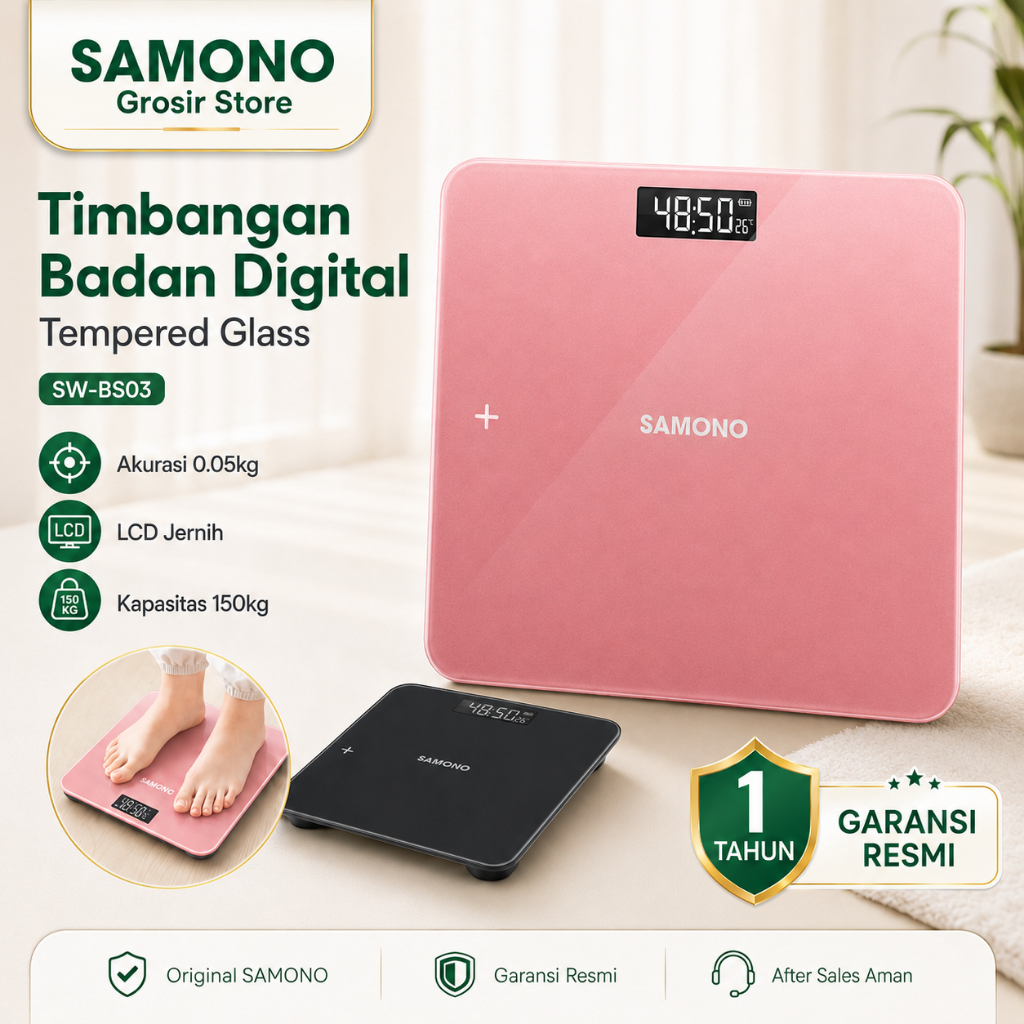 GROSIR SAMONO Timbangan Badan Digital LED Ultra Slim Akurat Timbangan Berat Badan Minimalis Modern A