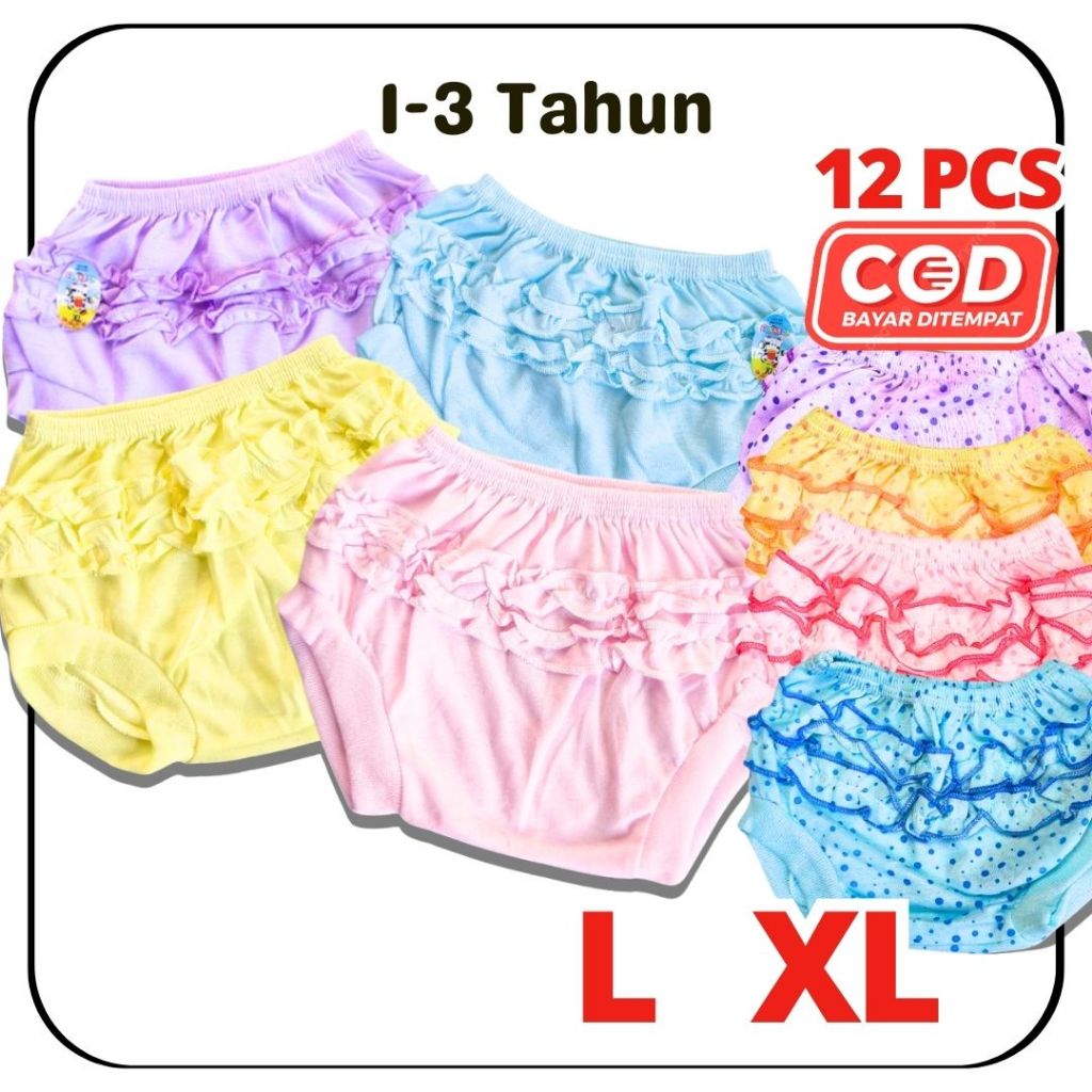 ISI 12 PCS Celana Pop Rempel MHL Anak Cewek  / Short Pants Kids Pendek Ukuran L XL