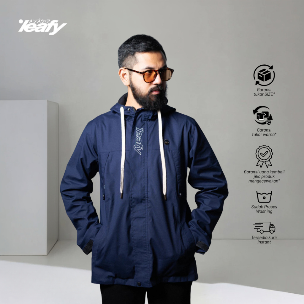 LEAFY - AL 047 Jaket Parka Pria Bahan Ripstop Water Repellent | Jacket Outer Casual Cowok Dewasa