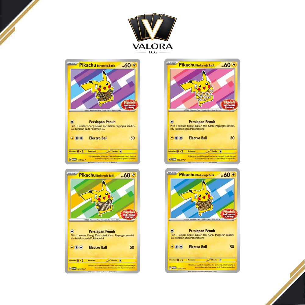 Set Kartu Promo Pokemon Pikachu Berkemeja Batik Indonesia - Pikachu's Indonesia Journey