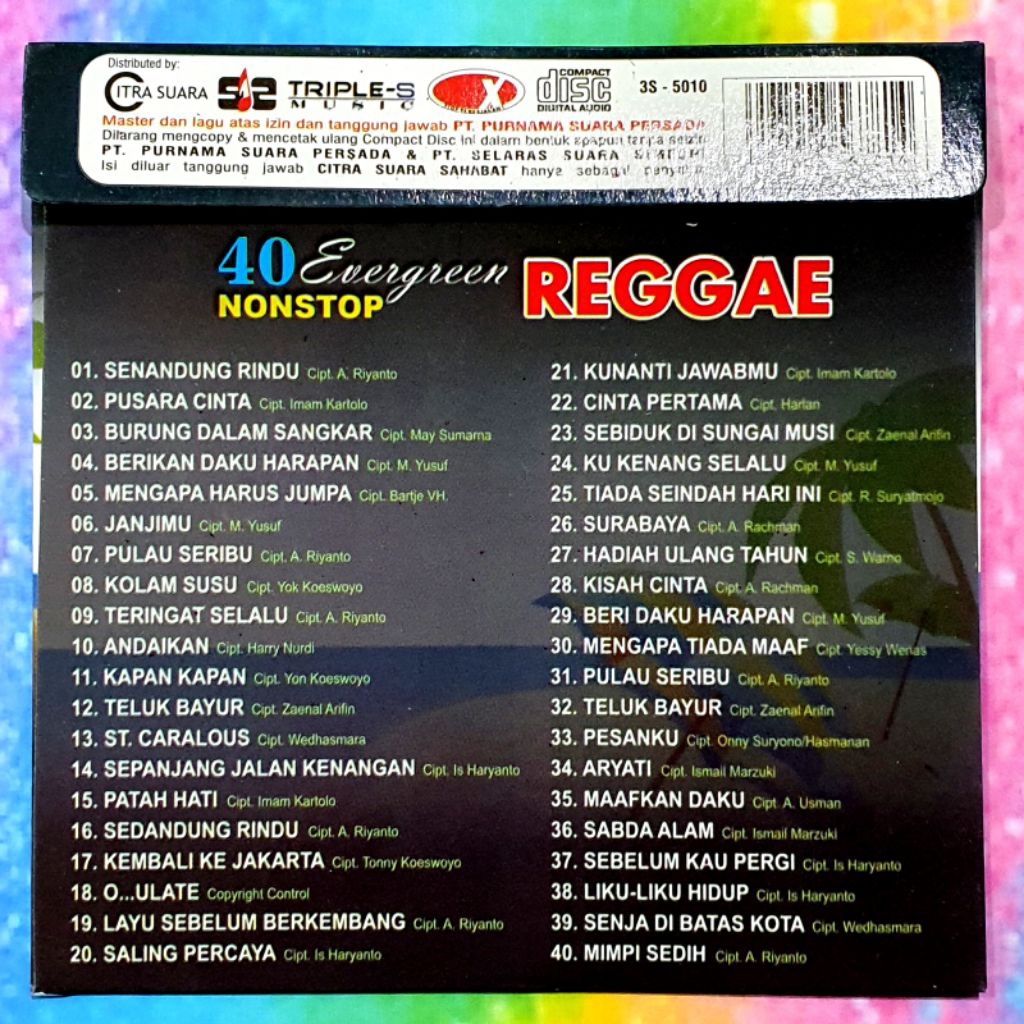 KASET CD LAGU REGGAE MEMORI NOSTALGIA - CD MUSIK BISA DIMOBIL - CD AUDIO LAGU REGGAE TEMBANG KENANGA