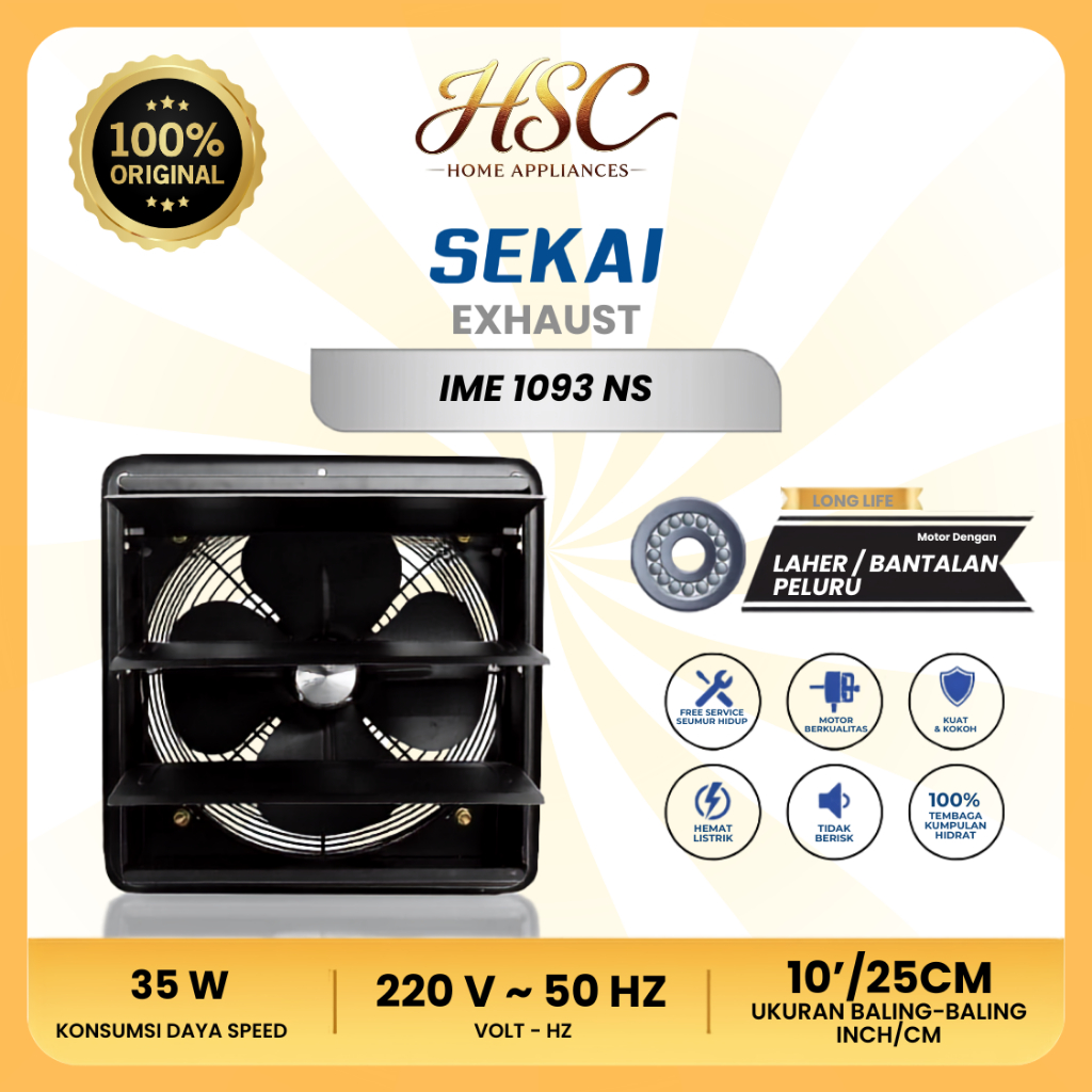 SEKAI Exhaust Fan / Kipas Angin Hexos Industri 10 / 12 / 14 / 16 Inch - IME 1093 NS / IME 1293 NS / 