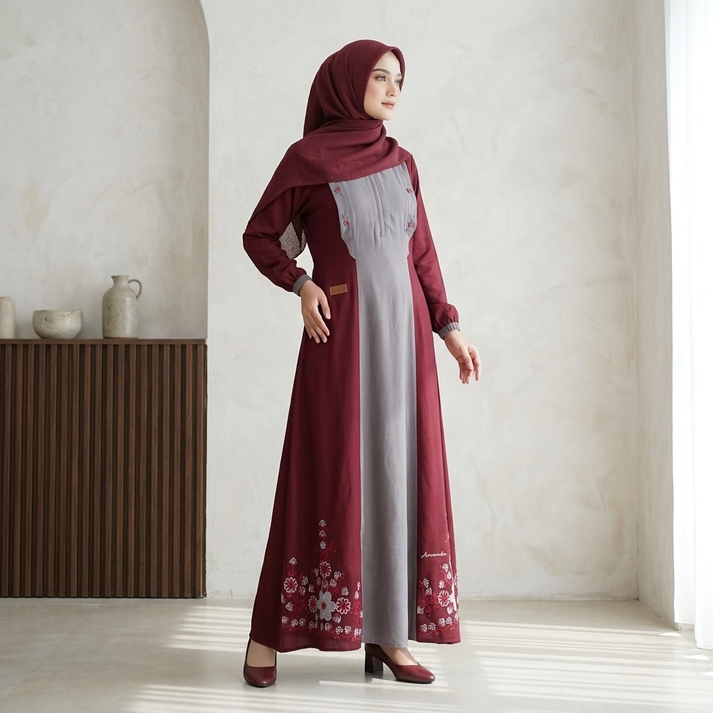 Gamis Amanda Fayra Rayon Twill Premium Bordir Bunga