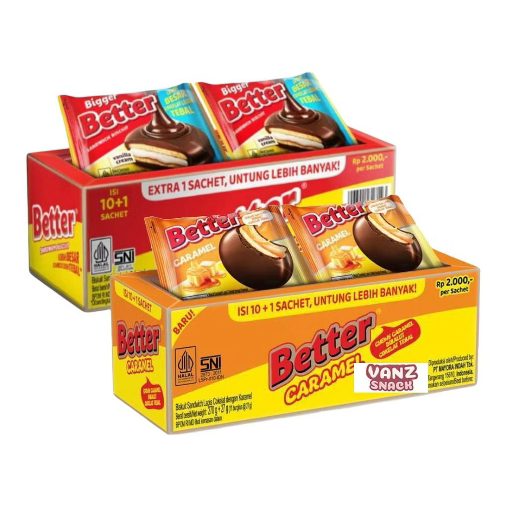 Better vanila caramel sandwich biscuit 11pcs per box