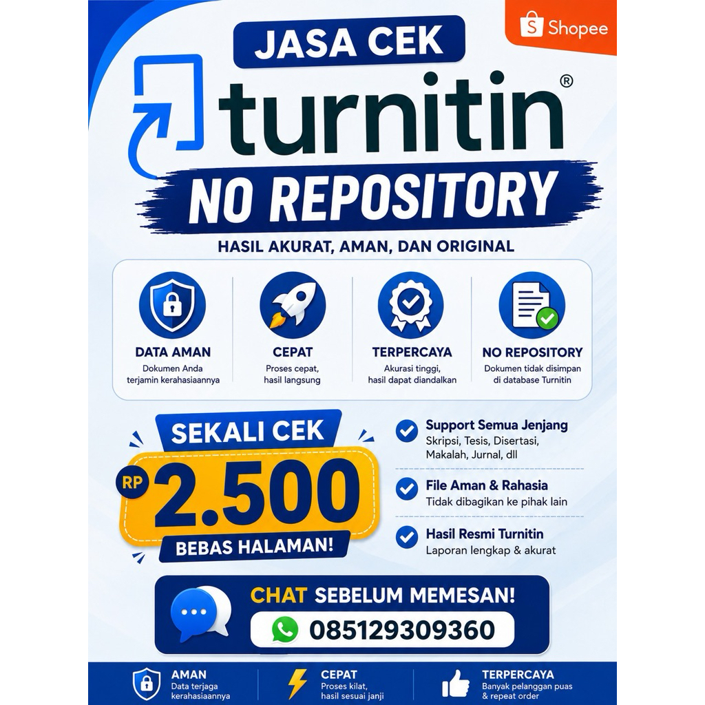 CEK TURNITIN / PLAGIASI NO REPOSITORY TERMURAH DAN TERPERCAYA