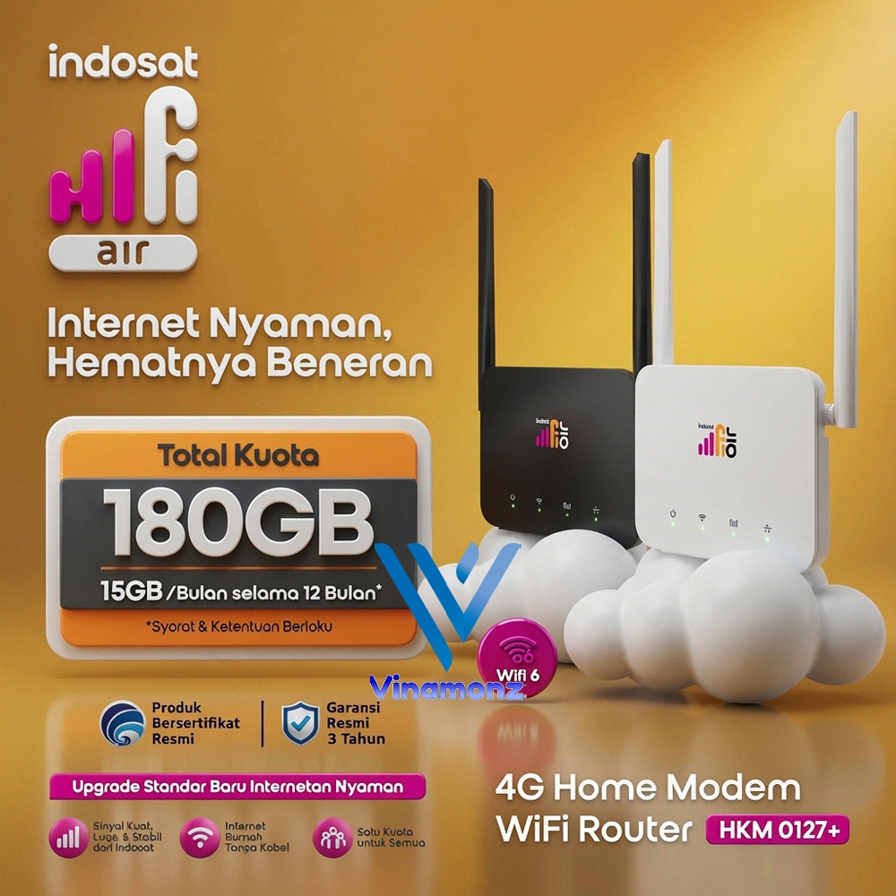 INDOSAT HIFI AIR Modem Router WiFi 4G Portable CAT.4 LTE+ FREE 180GB 15GB/BULAN SELAMA 1 TAHUN