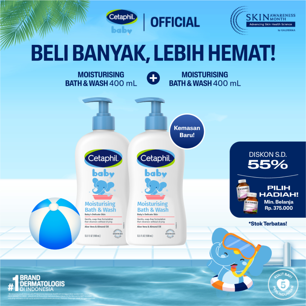Cetaphil Baby Moist Bath & Wash 400ml Twin Pack