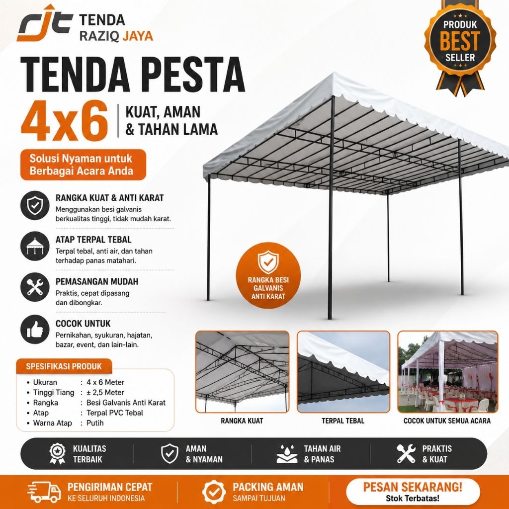 RANGKA TENDA PESTA/TEROP 4X6 +ATAP